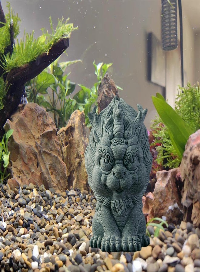 livelyfish Fish Tank Fu Foo Dog Statue Asian Oriental Aquarium Statues Decor Good Lucky Sandstone Qi Lin Figurines for Garden Fish Tank Bonsai Decoration, S - Image 4